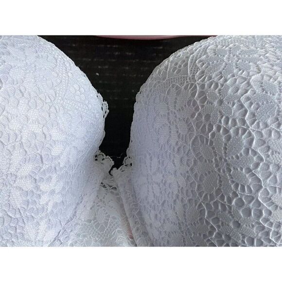 Juicy Couture Sexy Push Up Bra Sz 40D  White Underwire JC6914F Lace NEW - Picture 5 of 9